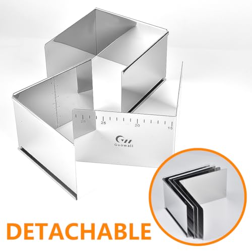 Adjustable Square Cake Ring Stainless Steel Extensible Ring Mold Cake Cutter, Nonstick DIY Pastry Shaping for Baking - 6 x 6 x 4 in - size: (6-11) × (6-11) × 4 in