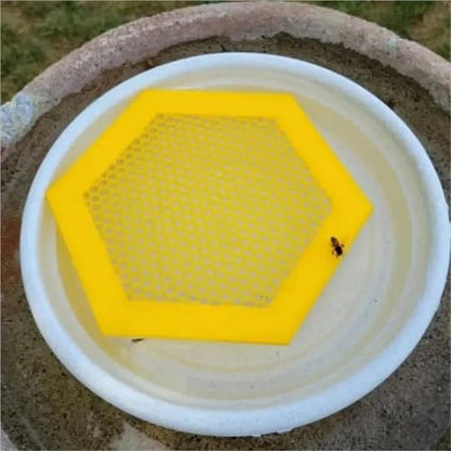 4pcs Floating Bee Island-Bee Waterer Hexagonal Insect Drinking Tray Acrylic Beekeeping Setups Luring Insects Catcher Cups | Yellow - color: Yellow