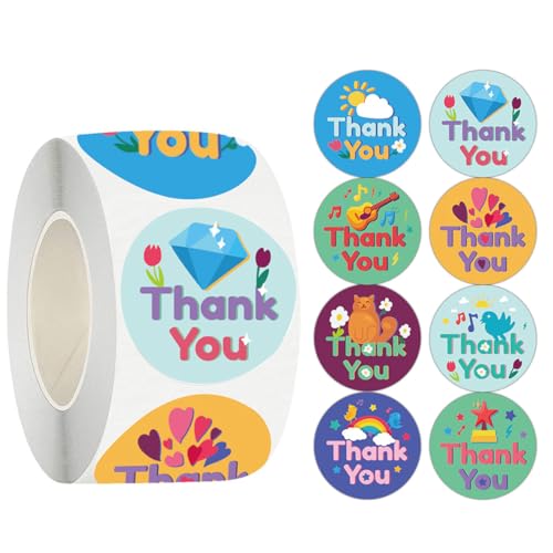 500PCS/roll INS Style Thank You Stickers, Waterproof Vinyl Aesthetic Thank You Decals for Wedding, Party Favors, Scrapbooking, Laptop, Phone Case - Cute Colorful Decor for Teens, Adults, Boys, Girls - color: Ins