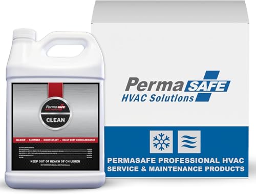 PermaSafe HVAC Solutions - Germicidal Evaporator & Component Cleaner | 1-Step, No Rinse Evaporator Coil Cleaner | Commercial Grade Cleaner, Sanitizer, Odor Eliminator for all HVAC Components | 128oz