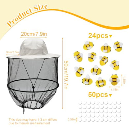 Beekeeper Costume Set - Full Beekeeping Suit with Veil Hat, Gloves, Yellow Bucket, Felt Bees & Adhesive Dots for Halloween - size: X-Large