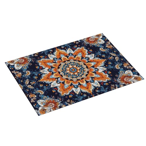 Mandala Flowers Dish Drying Mat for Kitchen Counter Microfiber Super Absorbent Non-Slip Dish Drying Pad for Countertops Dishes Utensils Stylish Quick-Dry Machine Washable 18x24 Inch - color: Mandala Flowers