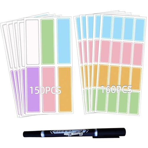 Assorted Colors Waterproof Removable Labels - 310PCS with Pen Adhesive Name Label Stickers for Water Bottles,Baby Daycare,Kids School Supplies,Home Office Organization - size: Bottle Labels