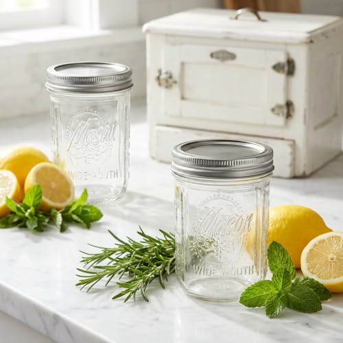 WELLIFE 12 Pack 16 oz Mason Jars with Lids, Wide Mouth Glass Canning Jars, Airtight Leak-Proof Storage Jars for Food, Pickling, Fermenting - color: Clear Mason Jars 16oz-12Pcs