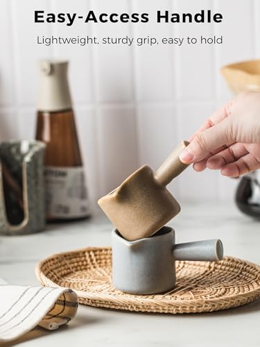Espresso Measuring Cup, Ceramic Espresso Cup with Handle, Expresso Shots Cups Double Spouts Milk Cup, Espresso Accessories, 3 Oz/ 90 Ml, Brown - color: Brown