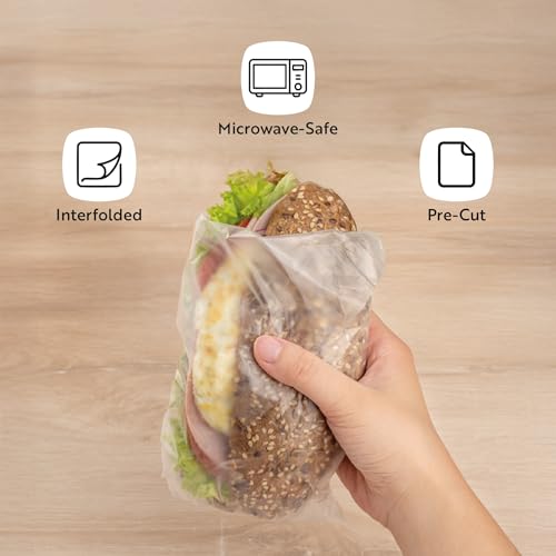 Restaurantware Plastic Food Wraps 1000 Pack of 10.75" x 10" Pre-Cut Clear Sandwich Wraps Disposable Pop-Up Microwavable Freezable Greaseproof Food Covers for Burgers, Snacks, And Take Out - size: 10.8" x 10"