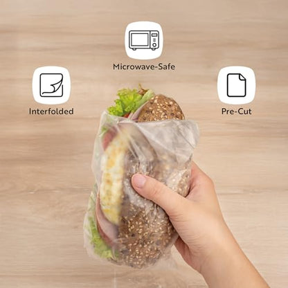 Restaurantware Plastic Food Wraps 1000 Pack of 10.75" x 10" Pre-Cut Clear Sandwich Wraps Disposable Pop-Up Microwavable Freezable Greaseproof Food Covers for Burgers, Snacks, And Take Out - size: 10.8" x 10"