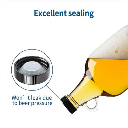 12 Pcs 38mm Growler Caps, Beer Bottle caps Compatible with 1/2 Gallon and 1 Gallon Glass Gallon Jugs Replacement, Black - color: Black 12 Pcs