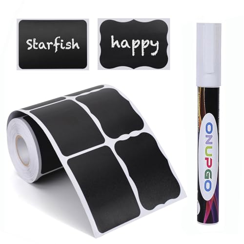 ONUPGO 256 Chalkboard Labels - Removable Black Stickers Waterproof Chalk Board Label Sticker for Organizing Storage Bins, Mason Jars,Home Deco, Ideal for Pantry, Parties and Craft Rooms - color: B-256 Black Labels
