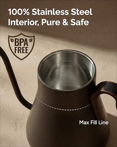 INTASTING Gooseneck Electric Kettle, ±1℉ Temperature Control, Stainless Steel Inner, Quick Heating, for Pour Over Coffee, Brew Tea, Boil Hot Water, 1500W/0.9L (Glossy Black) - color: Glossy Black