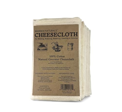 Regency Wraps 100% Cotton Cheesecloth For Straining, Basting Turkey, Canning, Cheese-making, Natural Standard, 2yd (Pack of 5) - size: 2yd (Pack of 5)