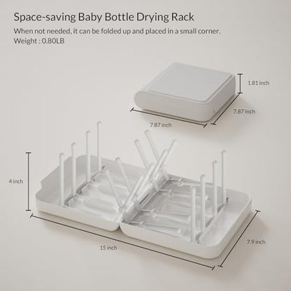 Travel Bottle Drying Rack Space Saving,Foldable Bottle Drain Rack with 16 Ribs,Portable Baby Bottle Drying Rack for Bottles,Breast Pumps and Other Feeding Accessories,Widely Used Daily Basis - color: Red