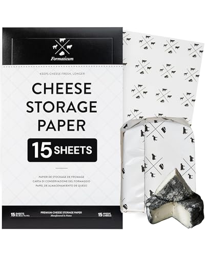 Formaticum 15-Pack Cheese Storage Wax Coated Paper - Porous Wax Sheets From France - Keep Cheese or Charcuterie Fresh - Professional Grade Cheese Paper for Wrapping Cheese - 11 x 14 - size: 15-Pack-Sheets