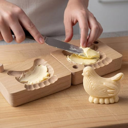 Hushee Chick Butter Mold Decorative Butter Press Wooden Mold for Homemade Cutter Wood Kitchen Accessory & Table for Baking DIY Dairy Making Supplies - style: Chick