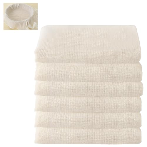 6 PCS Cheese Cloths for Straining, 20x20 Inch Grade 100 Reusable Cheese Cloth, Washable Unbleached Cotton Fine Mesh Cloth Strainer, Muslin Cheesecloth for Nut Milk, Yogurt, Broth with Hemmed Edge