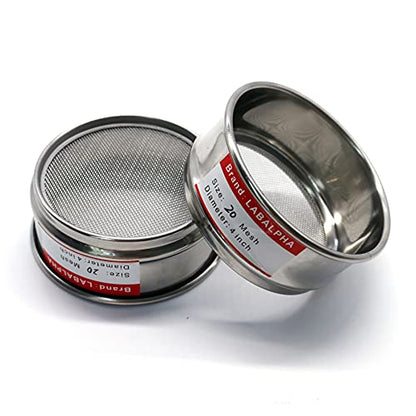LABALPHA 18 Mesh Lab Sieves, Test Sieve #18 Mesh, 4'' Diameter, 304 Stainless Steel Wire Cloth (1mm) - size: 18 mesh (1mm)