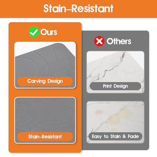Snuggery Stone Drying Mat for Kitchen Counter - 18"x14" Dirt-Resistant Quick Drying Fast Absorbent Non-Slip Diatomite Mat, Natural Diatomaceous Earth Dish Drying Pad for Dish Rack(Dark Grey) - size: 18" x 14"