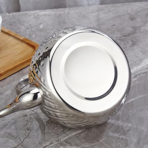 SANQIAHOME 2000ml stainless steel antique style teapot,with Infuser, thickened boiling kettle, lifting handle,Silver - color: Silver(D), size: 2000ml