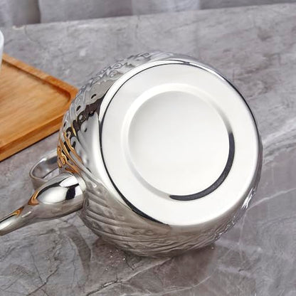 SANQIAHOME 2000ml stainless steel antique style teapot,with Infuser, thickened boiling kettle, lifting handle,Silver - color: Silver(D), size: 2000ml