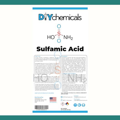 Sulfamic Acid - High Purity Technical Grade Compound for Industrial Cleaning, Descaling, and Manufacturing Use - 40 lbs