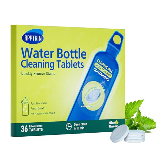 Water Bottle Cleaning Tablets, 36 Pack Bottle Clean Tablet Hydration Bladder Cleansing Tablets for All Plastics and Glass Drinking Containers - size: 1 Count (Pack of 36)