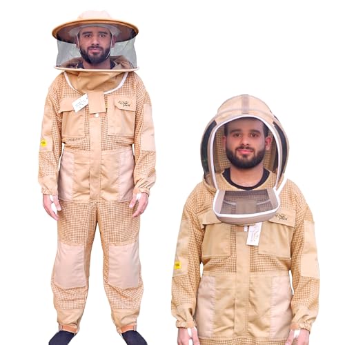 3-Layer Ventilated Bee Suit for Men & Women, Sting Proof Beekeeping Suit with Fencing Veil & Round Brim Hat - size: X-Large