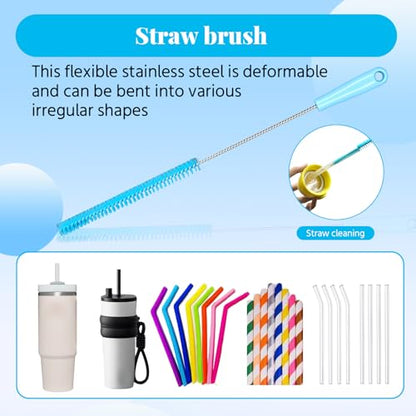 4-in-1 Bottle Brush, Long Handle Water Bottle Brush & Straw Cleaner Brush, Lid Brushe, for Cleaning Water Bottle, Flask, Wine Decanters, Coffee Mugs,Baby Bottles - color: 4pcs/Blue