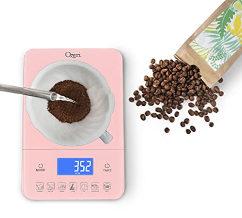 Ozeri Touch III Digital Kitchen Scale with Calorie Counter, 22 lbs (10 kg), Crystal Rose - color: Crystal Rose