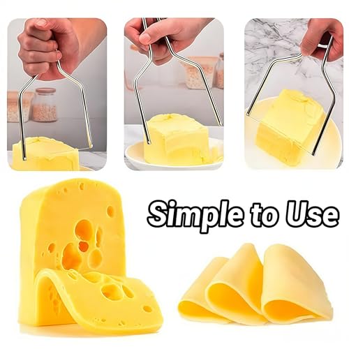 Heavy-Duty Cheese Slicer - Stainless Steel Wire Cutter for Butter, Tofu & Kitchen，Easy Clean