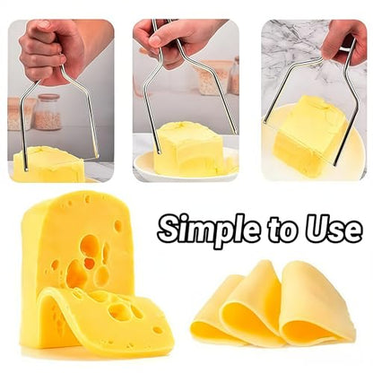 Heavy-Duty Cheese Slicer - Stainless Steel Wire Cutter for Butter, Tofu & Kitchen，Easy Clean