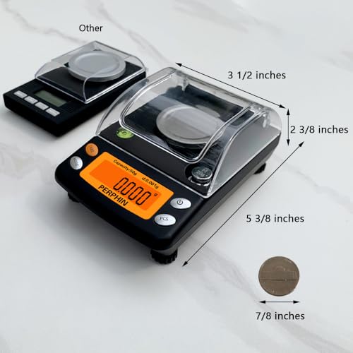Milligram Scale, Dual Powered, Large Display, mg Scale, Adjustable Feet, 50g x 0.001g -Black, Digital Powder Scale, Level Bubble, Accurate and Sensitive