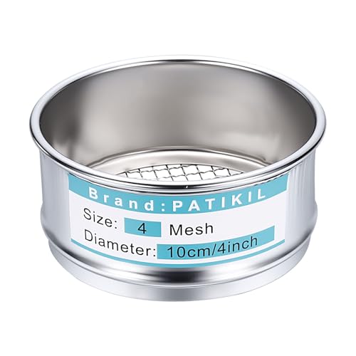 PATIKIL 4 Mesh(5mm) Lab Sieve, 3.9"(10cm) Diameter Sifting Screen 304 Stainless Steel Wire Cloth Fine Mesh Sieve for Industrial Laboratory Home Soil Sifter Dry Sift Screens Hash - size: 4 Mesh(5mm)/3.9"
