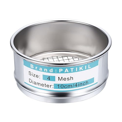 PATIKIL 4 Mesh(5mm) Lab Sieve, 3.9"(10cm) Diameter Sifting Screen 304 Stainless Steel Wire Cloth Fine Mesh Sieve for Industrial Laboratory Home Soil Sifter Dry Sift Screens Hash - size: 4 Mesh(5mm)/3.9"