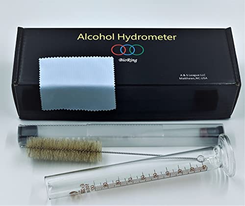 Alcohol Hydrometer kit: Alcoholmeters 0-100% ABV, Proof Tralle 0-200 Double Scales For Spirit Moonshine Whiskey Brandy Distilling Liquor Test 100ml Glass Cylinder Test Jar Accessories Included