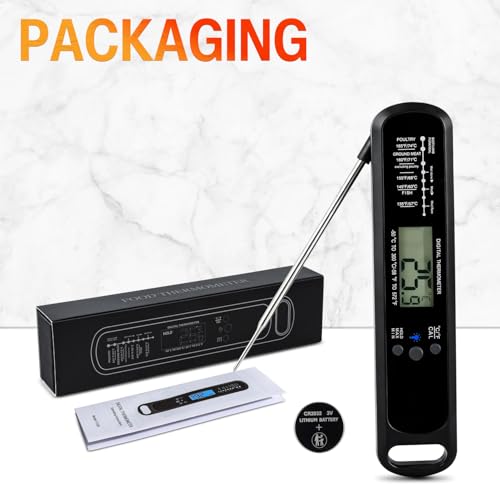Meat Thermometer Digital with High Precision LED, IP67 Waterproof, Instant Read Food Thermometer for Air Fryer, Oven, BBQ & Kitchen