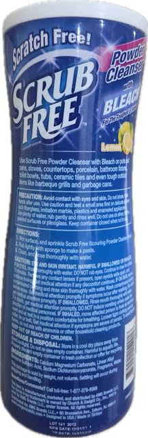 Powder Cleanser With Bleach- Lemon Scented- Scratch Free, Scrub Free- (3 pk Total 63 ounces)