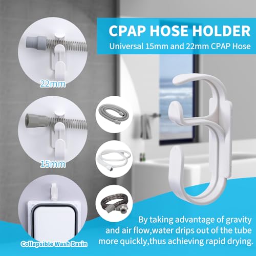 Upgraded CPAP Cleaning Kit, 7 ft Tube CPAP Cleaner Brushes for 15mm, 20mm and 22mm Hoses, CPAP Cleaning Supplies for Hose and Mask, Includes Collapsible Wash Basin, Hose Holder Hangers & Clips