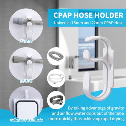 Upgraded CPAP Cleaning Kit, 7 ft Tube CPAP Cleaner Brushes for 15mm, 20mm and 22mm Hoses, CPAP Cleaning Supplies for Hose and Mask, Includes Collapsible Wash Basin, Hose Holder Hangers & Clips