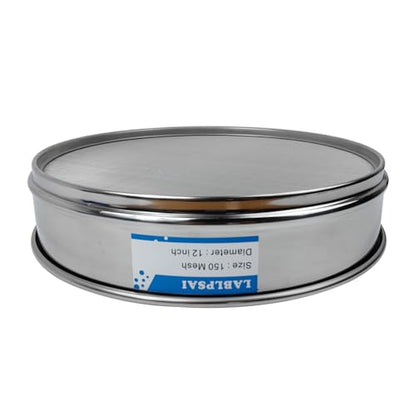 150 Mesh Lab Sieves 12" Diameter 304 Stainless Steel Wire Cloth Test Sieve for Industrial Laboratory Home - size: 150 mesh