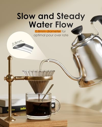 Tea Kettle for Stovetop, Gooseneck Pour Over, Flow Control, 28oz, Silver | Food Grade Stainless Steel，for Home & Kitchen, Precise Gooseneck Spout， Induction & Gas Applicable - style: Mirror Silver