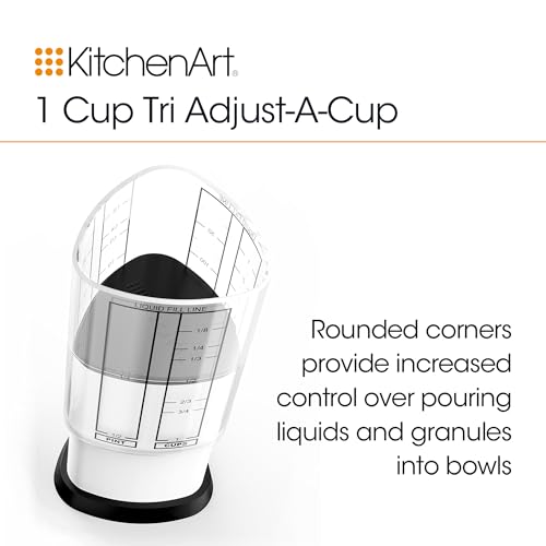 KitchenArt 1 Cup Tri Adjust A-Cup, Easy Pour Adjustable Measuring Cup | No Mess Measuring & Pouring | Includes Measurment Conversions | Measures 1/8 Cup to 1 Cup | Works With Dry & Wet Ingredients - size: 1 Cup