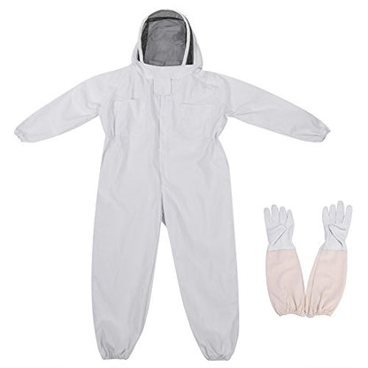 Cotton Beekeeper Protective Suit with Zipper Hat 3 Pockets, Includes Gloves for Kids and Adults Bee Keeping Safety (L) - color: L