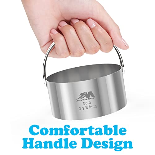 5 Pieces Circle Biscuit Cutter,Professional Stainless Steel Round Cookies Mold Tool with Handle for Baking GIFT Package - style: 5pcs with Handle(1.75-3.25in)