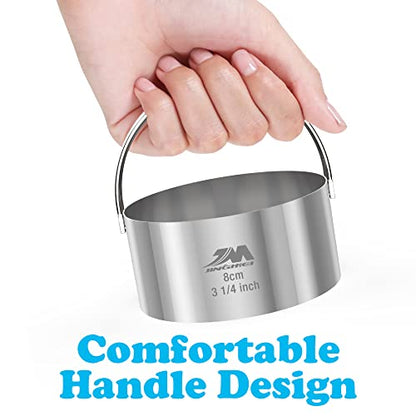 5 Pieces Circle Biscuit Cutter,Professional Stainless Steel Round Cookies Mold Tool with Handle for Baking GIFT Package - style: 5pcs with Handle(1.75-3.25in)