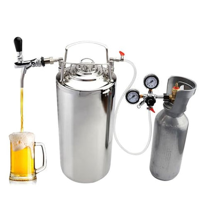 19L Ball Lock Keg & Beer Tap Keg Faucet & Co2 Regulator,Stainless Steel Ball Lock Post Corny Keg Dispenser Kit For Homebrew(W21.8) - size: W21.8