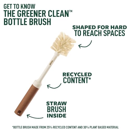 Scotch-Brite Greener Clean Bottle & Straw Brush Set with 2 Replaceable Bottle Brush Heads