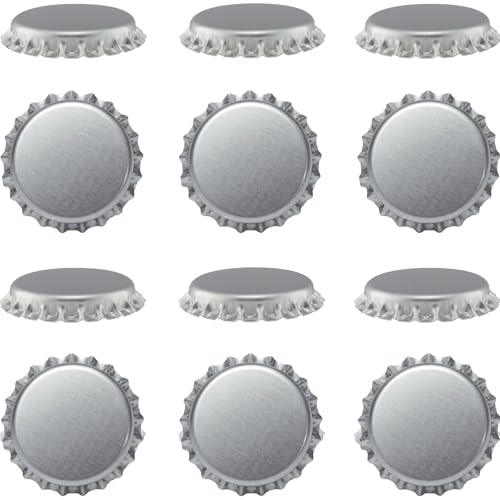 Beer Bottle Colored Pry-Off Caps 12-pk [ Choose Your Color ] Oxygen Absorbing, 26mm Crown Seal Cork, Kombucha Homebrew, PVC Free (Silver) - color: Silver
