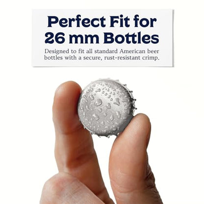 Fermentaholics Beer Bottle Capper & Lid Set – Double Wing Manual Capping Tool with 144 Crown Caps – Fits Standard 12 oz & Homebrew Beer Bottles (Capper & Lid Set -144 Silver Crown Caps) - size: Capper & Lid Set -144 Silver Crown Caps