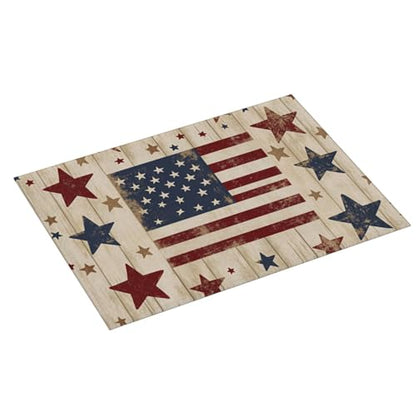 American Flag Stars Wood Microfiber Dish Drying Mat 18x24 Inch - Absorbent Non-Slip & Quick Dry Kitchen Counter Dish Drainer Pad, Rustic Farmhouse Style - color: American Flag Stars Wood