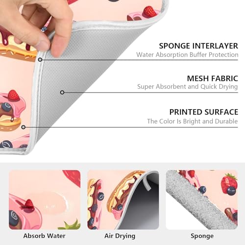 ALAZA Cheese Cake Blueberry Fruit Dish Drying Mats Absorbent Microfiber Drying Pad Kitchen Countertop Draining Mat 18 x 24 Inches - size: 18" x 24"
